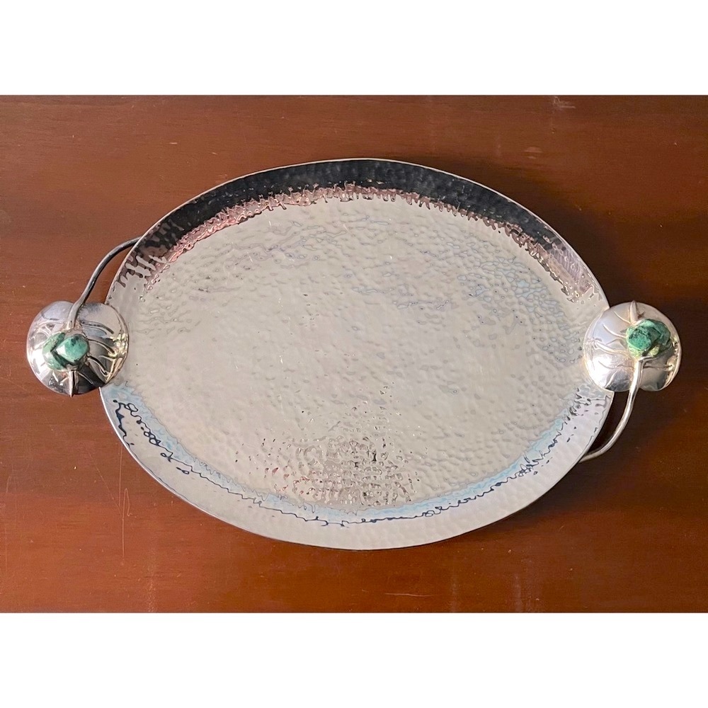 💚Emilia Castillo *SIGNED* Sterling Silver Frog Tray Semi-Precious Malachite💚